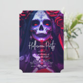 Gothic Adult Halloween Party Rode Paarse Lady sche Kaart (Staand voorkant)