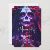 Gothic Adult Halloween Party Rode Paarse Lady sche Kaart (Voorkant)