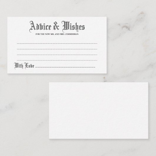 Gothic advies & wensen bruiloft Kaart (Voorkant / Achterkant)