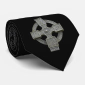 Gothic Aesthetic Celtic Cross Black Stropdas (Opgerold)