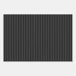 Gothic Aesthetic Matte Black & Grey Striped Inpakpapier Vel