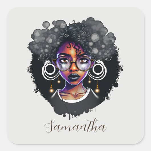 Gothic Afro Woman Vierkante Sticker (Voorkant)