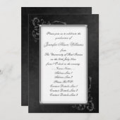Gothic Afstuderen Invitation in Black & White Kaart (Voorkant / Achterkant)