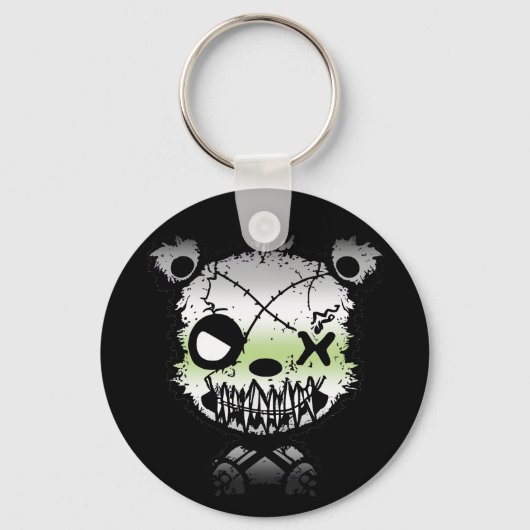 Gothic Agender Pride Vlaggekleurd Beer Sleutelhanger (Achterkant)