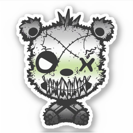 Gothic Agender Pride Vlaggekleurd Beer Sticker (Voorkant)