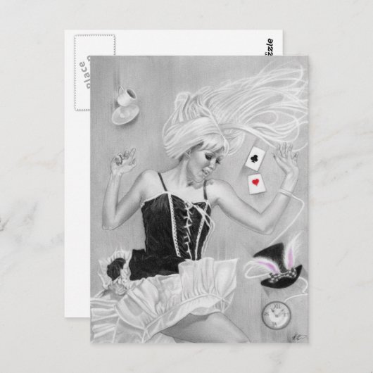 Gothic Alice in Wonderland Falling Briefkaart (Voorkant / Achterkant)