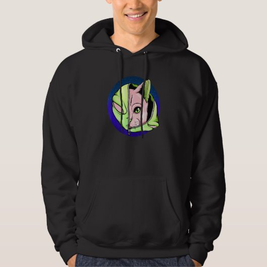 Gothic Alien Cat Shapeshifter Vaporwave Hoodie (Voorkant)