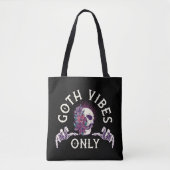 Gothic alleen flesjes schedel met bloemen tote bag (Voorkant)