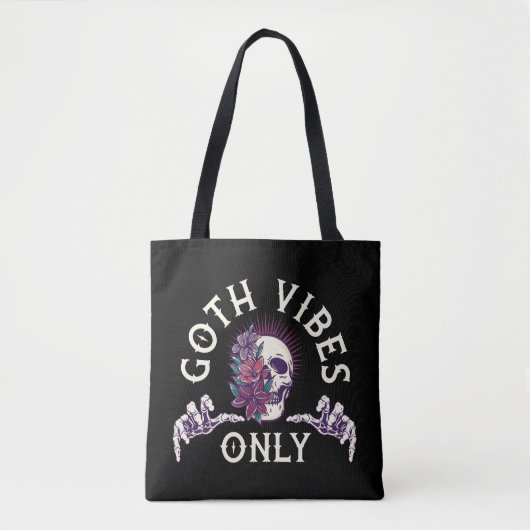 Gothic alleen flesjes schedel met bloemen tote bag (Voorkant)