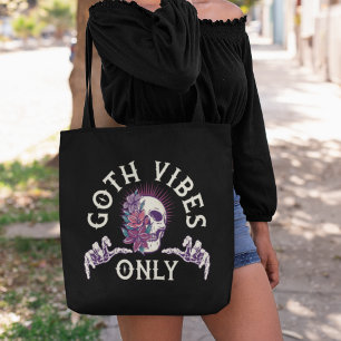 Gothic alleen flesjes schedel met bloemen tote bag