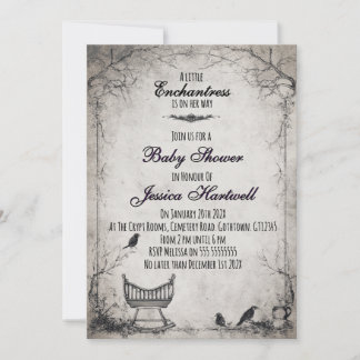 Gothic Alternative Girl Baby Shower Invitation Kaart