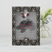 Gothic Anatomy Heart Black Roos Wedding Invitation Kaart (Staand voorkant)