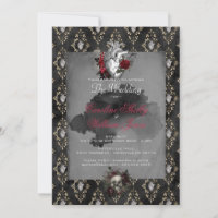 Gothic Anatomy Heart Black Roos Wedding Invitation