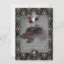 Gothic Anatomy Heart Black Roos Wedding Invitation