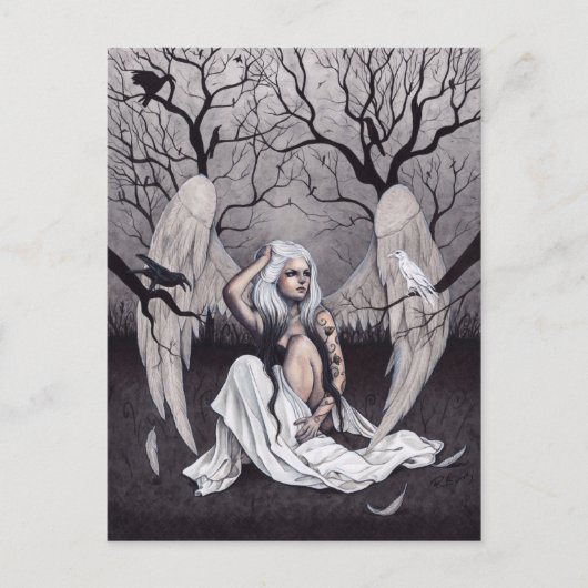 Gothic Angel Black White Hope wanhoop Briefkaart (Voorkant)
