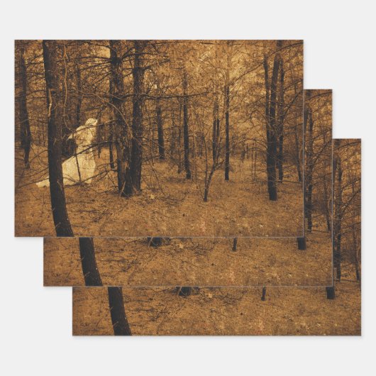 Gothic Angel Brown Forest Trees Inpakpapier Vel (Set)