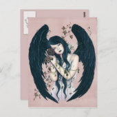 Gothic Angel Decay met Flowers Pink Briefkaart (Voorkant / Achterkant)