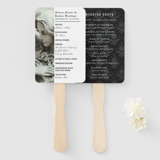 Gothic Angel Elegant Wedding Program Fans Handwaaier (Voorkant en achterkant)