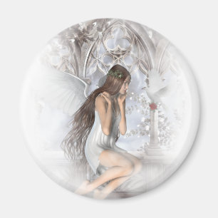 Gothic Angel en haar dove Vignette Magneet