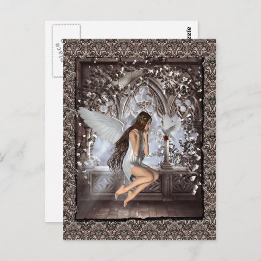 Gothic Angel en haar hond Briefkaart (Voorkant / Achterkant)