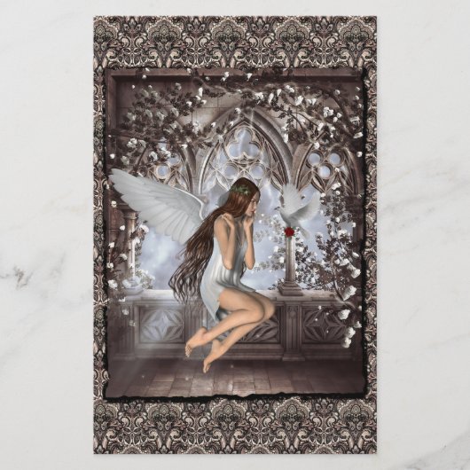 Gothic Angel en haar hond Briefpapier (Voorkant)