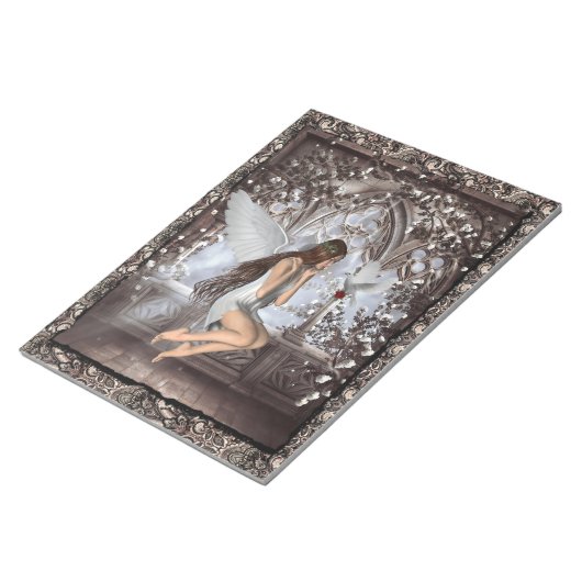 Gothic Angel en haar hond Notitieblok (Schuin)