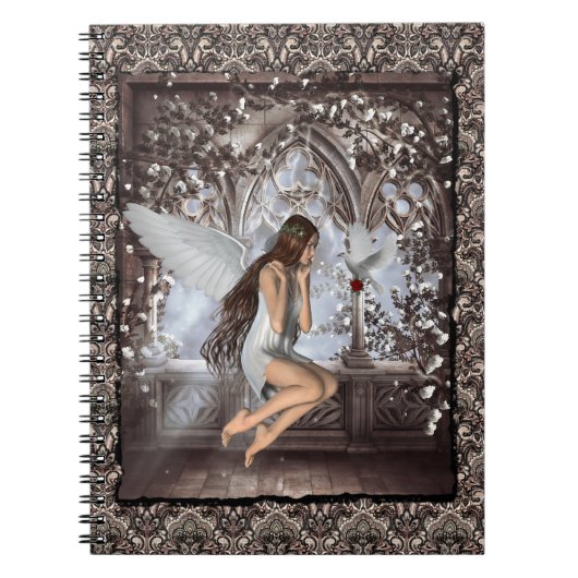 Gothic Angel en haar hond Notitieboek (Voorkant)