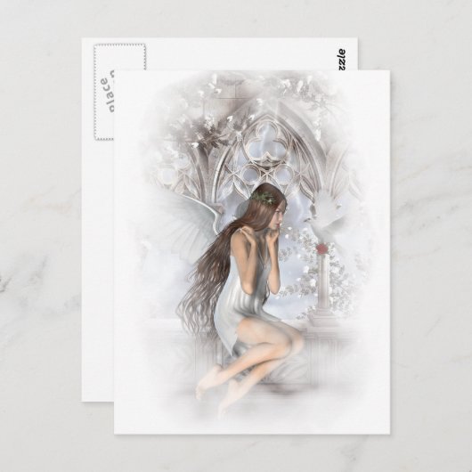 Gothic Angel en her Dove Vignette Briefkaart (Voorkant / Achterkant)