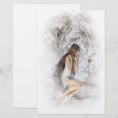 Gothic Angel en her Dove Vignette Briefpapier (Voorkant / Achterkant)