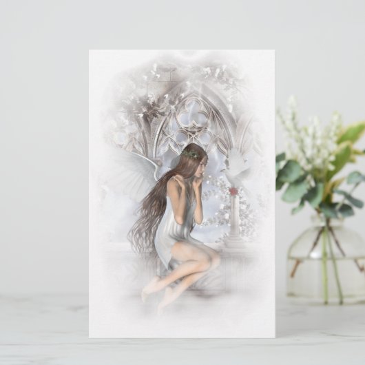 Gothic Angel en her Dove Vignette Briefpapier (Staand voorkant)