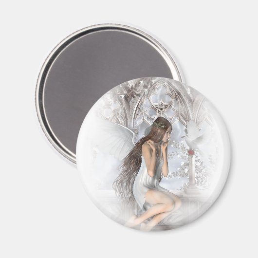 Gothic Angel en her Dove Vignette Magneet (Voorkant / Achterkant)