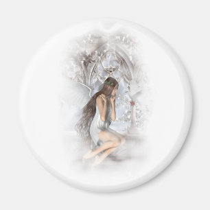 Gothic Angel en her Dove Vignette Magneet