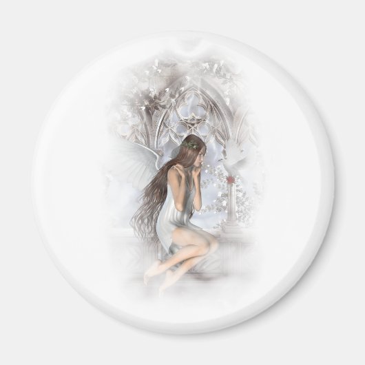 Gothic Angel en her Dove Vignette Magneet (Voorkant)