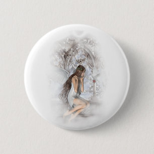 Gothic Angel en her Dove Vignette Ronde Button 5,7 Cm