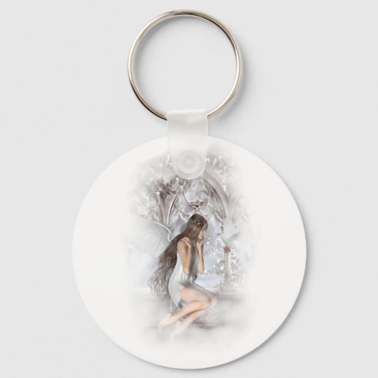 Gothic Angel en her Dove Vignette Sleutelhanger (Voorkant)