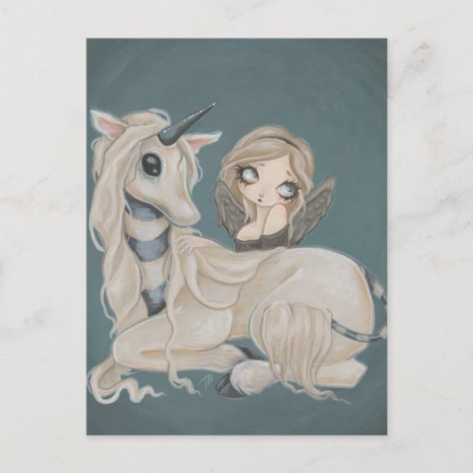 Gothic angel-fee met eenhoorn-briefkaart briefkaart (Voorkant)