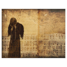 Gothic Angel  Sepia Sheet Music Texture