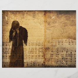 Gothic Angel  Sepia Sheet Music Texture