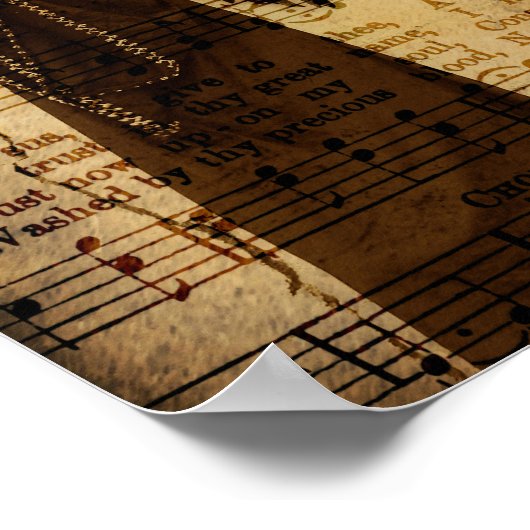 Gothic Angel  Sepia Sheet Music Texture Poster (Hoek)