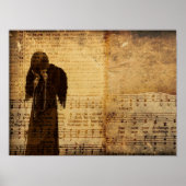 Gothic Angel  Sepia Sheet Music Texture Poster (Voorkant)