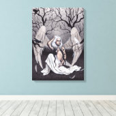 Gothic Angel Zwart Wit Hope wanhoop Canvas Print (Insitu (Houten vloer))