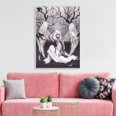 Gothic Angel Zwart Wit Hope wanhoop Canvas Print (Insitu (Woonkamer))