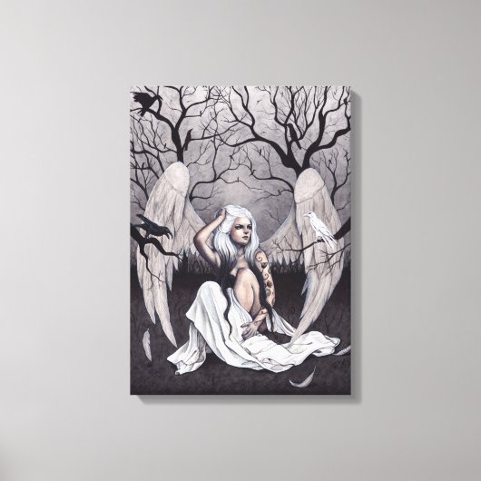 Gothic Angel Zwart Wit Hope wanhoop Canvas Print (Voorkant)