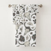 Gothic Animal Skull met Flowers Pattern Bad Handdoek (Insitu)