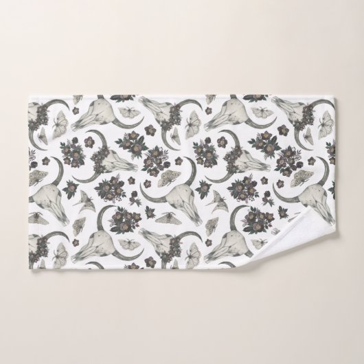 Gothic Animal Skull met Flowers Pattern Bad Handdoek (Handdoek)