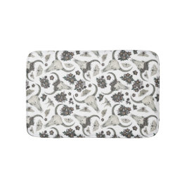 Gothic Animal Skull met Flowers Pattern Badmat