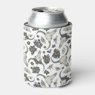 Gothic Animal Skull met Flowers Pattern Blikjeskoeler