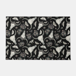 Gothic Animal Skull met Flowers Pattern Deurmat