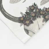 Gothic Animal Skull met Flowers Pattern Fleece Deken (Hoek)