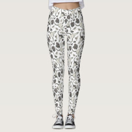 Gothic Animal Skull met Flowers Pattern Leggings